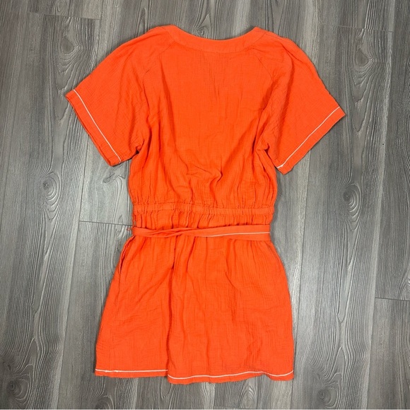 Lilla P Orange Cotton Gauze Mini Dress Casual Summer Beach Spring Break Resort - Picture 4 of 7